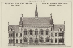 Projekt wybrany w II Konkursie dla Nowych Szkół Egzaminacyjnych Oxford, Front Elevation (grafika) autorstwa English School