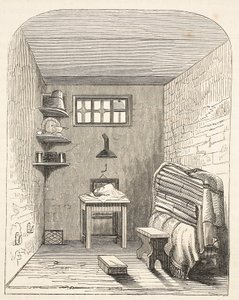Oddzielna cela w starej części więzienia w Brixton, ilustracja z The Criminal Prisons of London i Scenes from Prison Life Henry