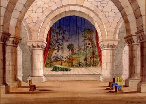 Scenografia do Hamleta Williama Szekspira, 1858 (wc na papierze) autorstwa English School