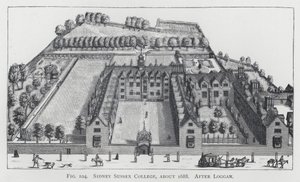 Sidney Sussex College, ok. 1688, wg Loggana (rytowanie) autorstwa English School