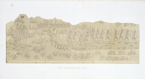 Oblężenie i plądrowanie miasta, Koujunjik, tablica 40 z Niniwy i jej pozostałości, Austen Henry Layard (1817-94) opublikowana w 1849 r. autorstwa English School