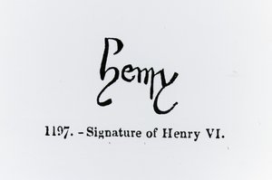 Podpis Henryka VI (1421-71) (lito) (zdjęcie bw) autorstwa English School