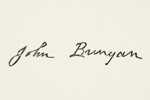 Podpis Johna Bunyana z The National and Domestic History of England autorstwa Williama Hickmana Smitha Aubreya (1858-1916) opublikowanego w Londynie ok. 1890 r. autorstwa English School