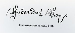 Podpis Ryszarda III (1452-85) (zdjęcie bw) autorstwa English School