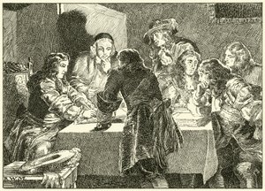Podpisanie zaproszenia do Wilhelma Orańskiego (tusz na papierze) autorstwa English School