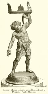Silenus. (Lamparz z zielonego brązu, znaleziony w Pompejach. Muzeum Neapolu) (rycina) autorstwa English School