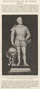 Srebrny model statuy Plymouth Sir Francisa Drake