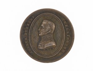 Srebrny medal upamiętniający śmierć księcia Wellington, 1852 r. autorstwa English School
