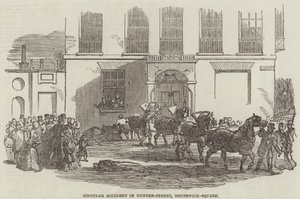 Pojedynczy wypadek w Hunter-Street, Brunswick-Square (grawerowanie) autorstwa English School