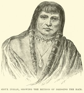 Indianin Sioux, pokazujący sposób ubierania włosów autorstwa English School
