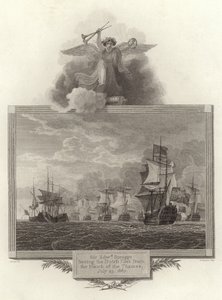 Sir Edwd Spragge zmusza flotę holenderską do opuszczenia Ujścia Tamizy, 23 lipca 1667 autorstwa English School