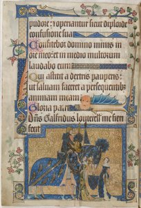 Sir Geoffrey Luttrell na koniu z „Psałterza Luttrell”, c.1325-35 (welum) autorstwa English School