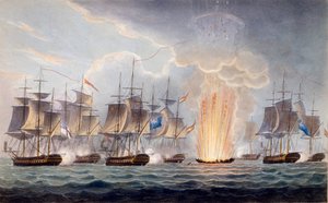 Akcja Sir Grahama Mooresa przy Cape St. Mary, 5 października 1804, z The Naval Chronology of Great Britain, J. Ralfe