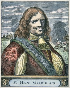 Sir Henry Morgan (ok. 1635-88) (rycina kolorowana) autorstwa English School