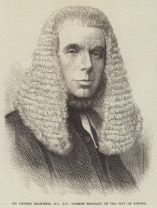 Sir Thomas Chambers, QC, MP, sierżant pospolity miasta Londynu (rycina) autorstwa English School