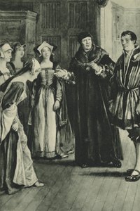 Sir Thomas More przynosi Holbein Home (lito) autorstwa English School