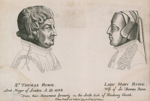 Sir Thomas Rowe, burmistrz Londynu 1568 i Lady Mary Rowe autorstwa English School