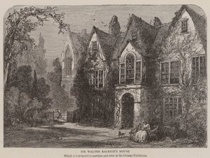 Dom Sir Waltera Raleigha (grawerowanie) autorstwa English School