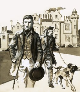 Sir Walter Scott spacerujący z Tomem Purdie autorstwa English School