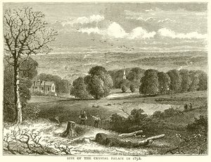 Miejsce Kryształowego Pałacu w 1852 r. autorstwa English School
