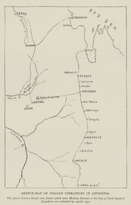 Szkic-Mapa operacji włoskich w Abisynii (grawerowanie) autorstwa English School