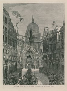 Szkic z Fleet Street, patrząc w górę Ludgate Hill autorstwa English School