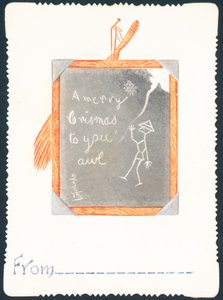 Szkic na czarnej tablicy, kartka świąteczna autorstwa English School