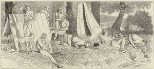 Szkice ze startu pary w Henley Regatta autorstwa English School