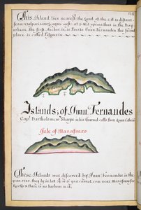 Sloane MS 44, f.269v, Mapa Juan Fernández w wagonie południowomorskim Williama Hacka autorstwa English School