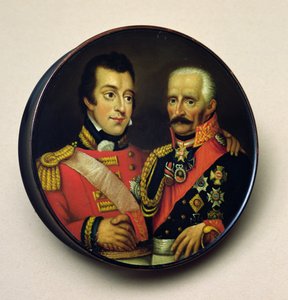 Tabakiera z portretami Artura Wellesleya (1769-1852) księcia Wellington i Gebbarda Leberechta (1742-1819) feldmarszałka, księcia von Blucher (drewno malowane)