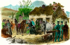 Warunki socjalne w Irlandii w 1848 r. wypędzenie chłopów (ilustracja londyńska wiadomość z dnia 16 grudnia 1848 r.) autorstwa English School