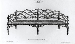 Sofa z „Grotesque Architecture, czyli wiejskiej rozrywki” Williama Wrighta autorstwa English School