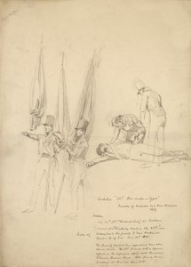 Żołnierze Waterloo (ołówek na papierze) autorstwa English School