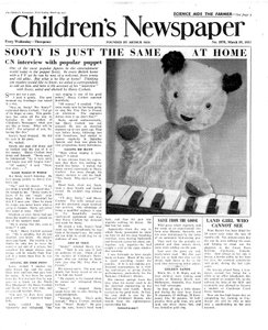 Sooty, pierwsza strona „Gazety Dziecięcej”, marzec 1955 (druk gazetowy)