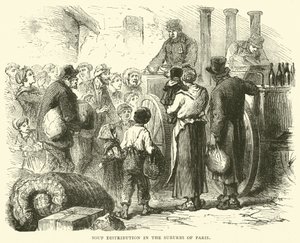 Dystrybucja zup na przedmieściach Paryża, grudzień 1870 autorstwa English School
