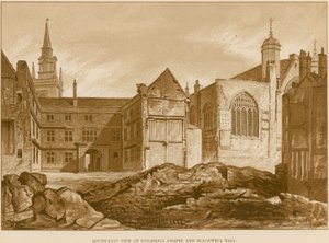 Południowo-wschodni widok na kaplicę Guildhall i Blackwell Hall, Londyn autorstwa English School