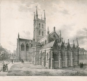Południowo-wschodni widok na kaplicę Matki Boskiej, kościół St Saviors, Southwark autorstwa English School