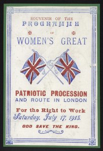 Program pamiątkowy pochodu kobiet o prawo do pracy, Londyn, 17.07.1915 r. autorstwa English School