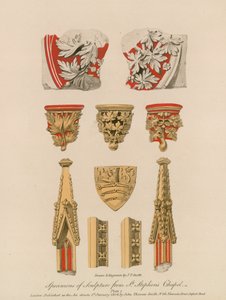 Okazy rzeźby z kaplicy św. Szczepana (kolorowa grawerunek) autorstwa English School