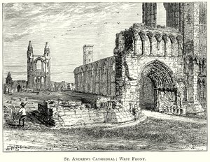 Katedra St Andrews: Front zachodni (grawerunek) autorstwa English School