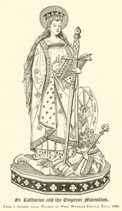 Św. Katarzyna i cesarz Marentius (rycina) autorstwa English School