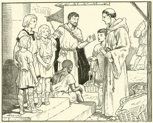 Św. Grzegorz i niewolnicy angielscy (atrament na papierze) autorstwa English School