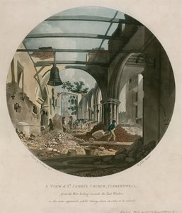 Kościół św. Jakuba w Clerkenwell podczas rozbiórki autorstwa English School