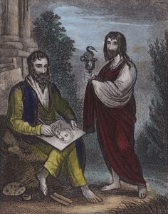St Luke, St John (kolorowy grawerunek) autorstwa English School