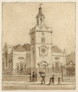 St Mary, Whitechapel, Londyn (wc na papierze) autorstwa English School