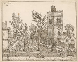 St Marys (stary kościół), Islington (tusz na papierze) autorstwa English School