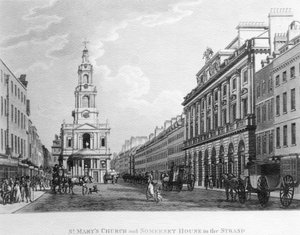 Kościół Mariacki i dom Somerset w Strand, 1796 autorstwa English School
