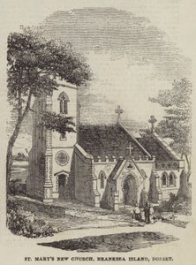 Nowy kościół Mariacki, wyspa Branksea, Dorset (grawerowanie) autorstwa English School