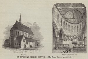 Kościół św. Zbawiciela w Hoxton, pan James Brooks, architekt (grafika) autorstwa English School