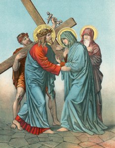 Stacja IV Jezus niosący krzyż spotyka swoją najbardziej uciśnioną Matkę autorstwa English School